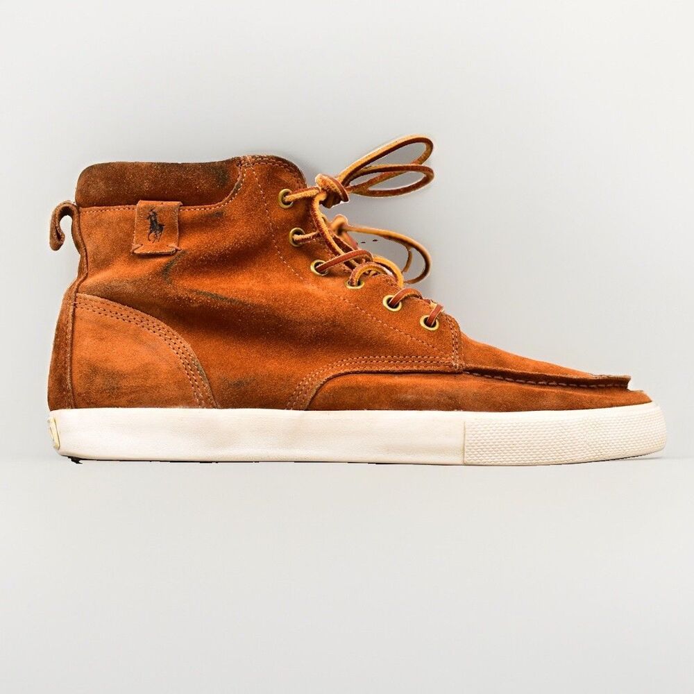Polo Ralph Lauren Tedd Chukka Boots Leather Mens 10.5 Brown Casual Hi Lace Shoe
